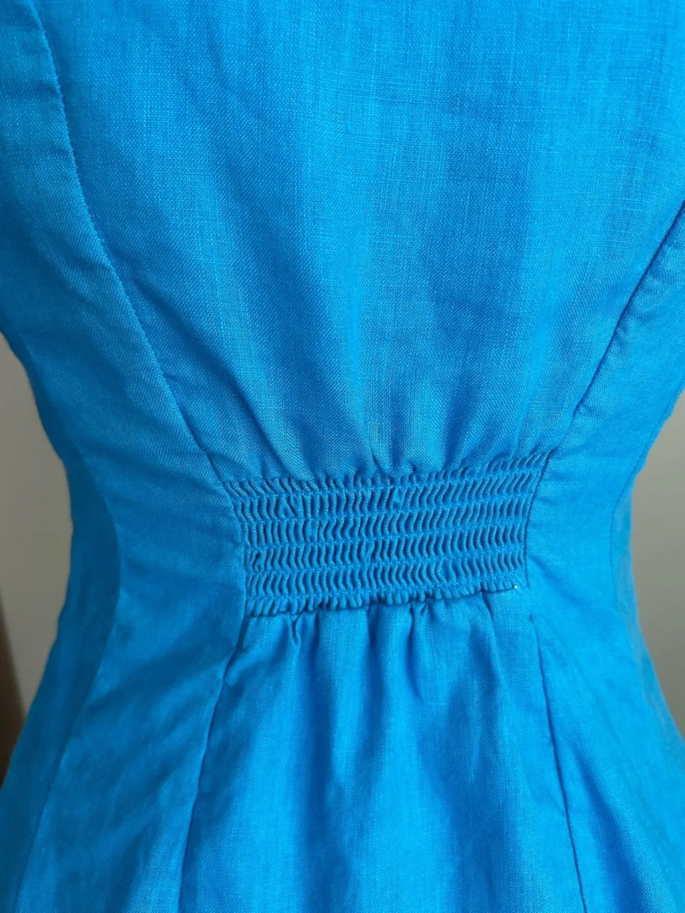 "Rowan Linen Tea Dress" with Button Front and Ruched Sleeves by Forever New - Picture 9 of 15